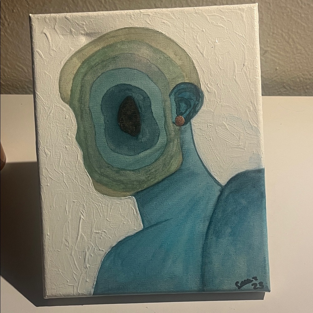 Abstract Blue and Green handmade Canvas Art- textured